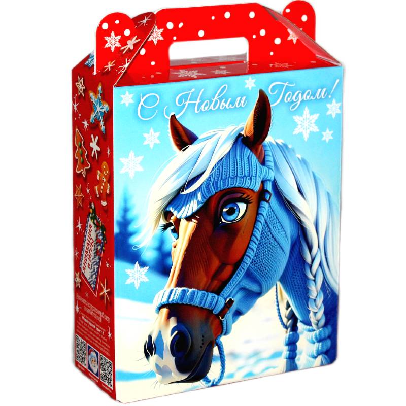 Сладкий новогодний подарок в картонной упаковке весом 950 грамм